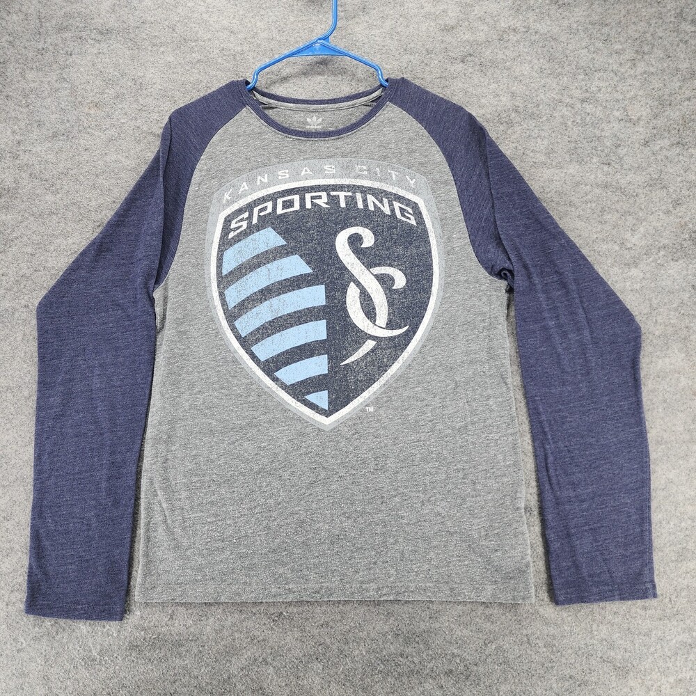 Sporting Kansas City Shirt Mens Small Adidas Raglan Gray MLS